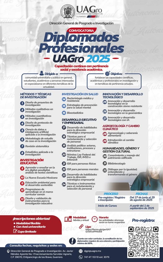 Convocatoria a Diplomados Profesionales UAGro.
